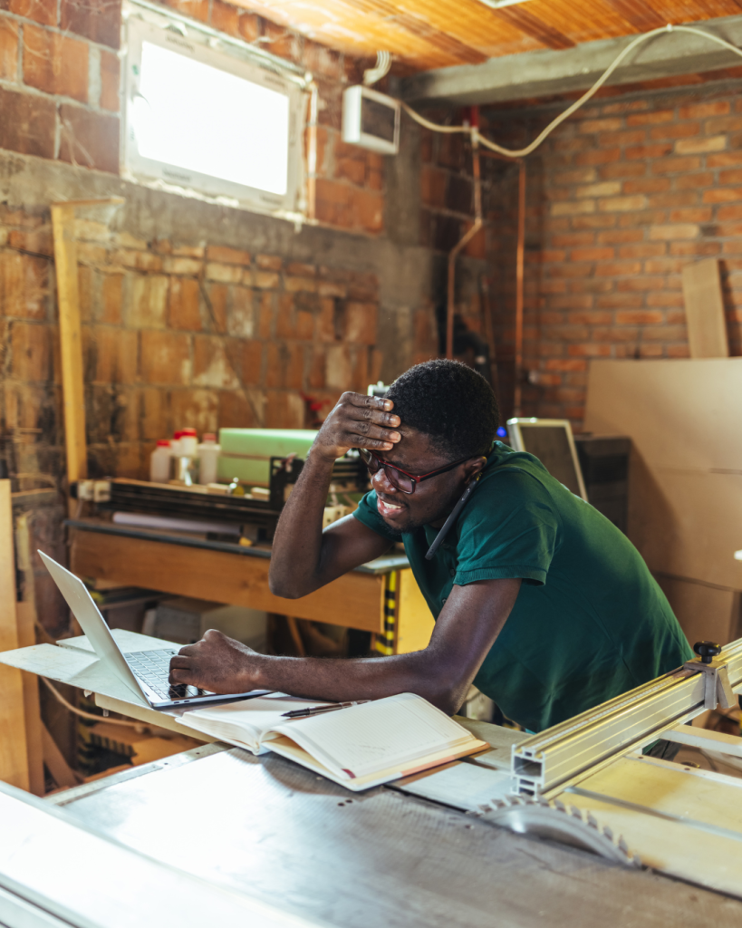 Entrepreneur frustrated after loan rejection due to poor business credit